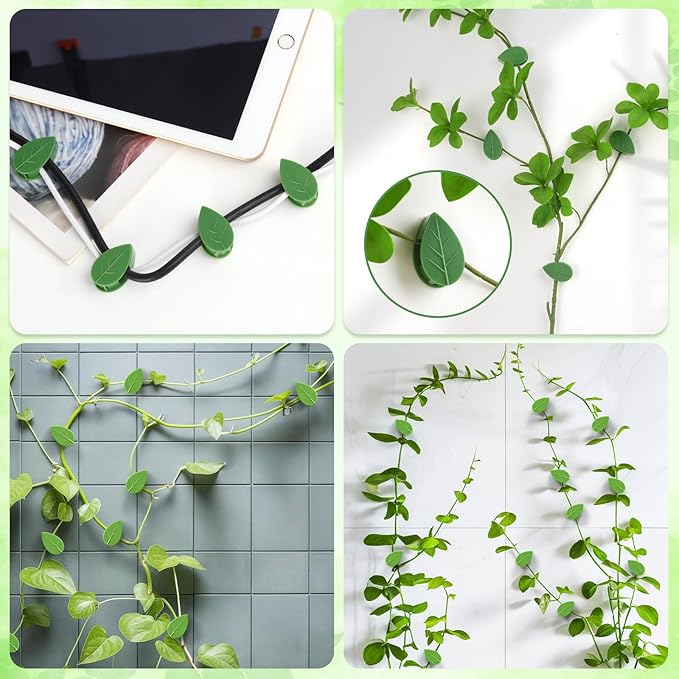 120 Pcs Plant Wall Clips, Plant Climbing Wall Fixture Clips, Wall Vines Fixing Clips with 144 Adhesive Stickers, Self-Adhesive Plant Fixer for Vine Support and Indoor Outdoor Decoration
