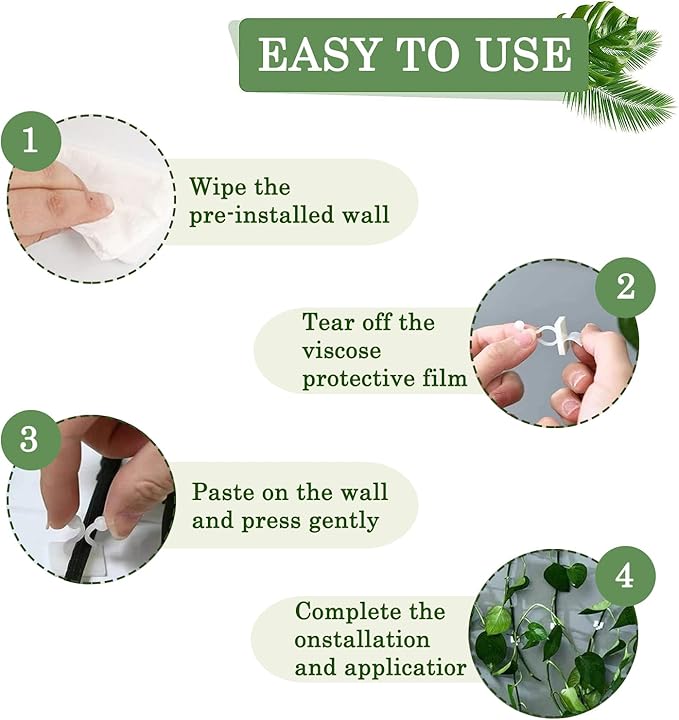 Tmofs 100Pcs Plant Climbing Wall Fixture Clips,Plant Fixer Invisible Wall Vines Fixing Clips Self-Adhesive Clips Plant Vine Traction for Indoor Outdoor Decoration and Cable Wire Fixing (White)