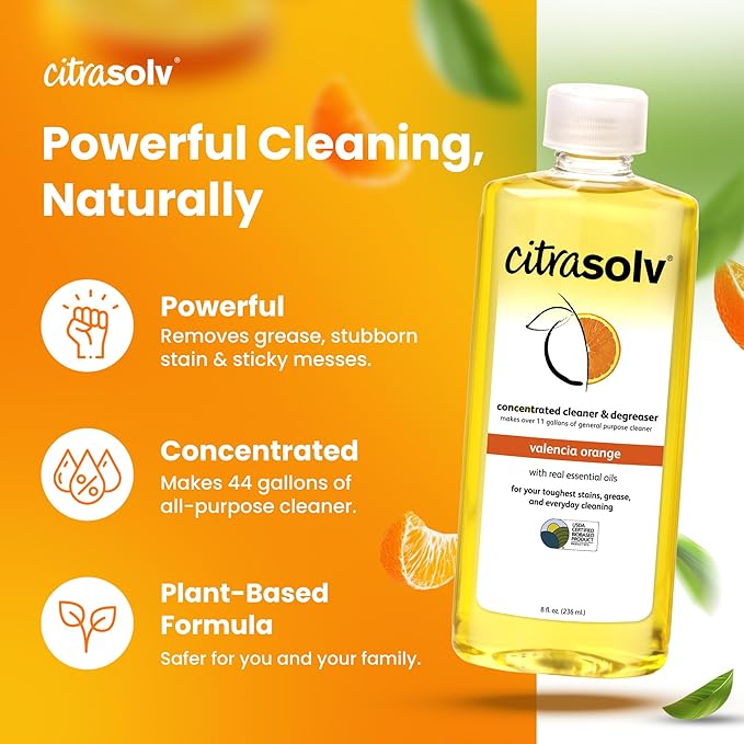 Citra Solv Concentrated Cleaner & Degreaser - Valencia Orange 32 Fl Oz, Effective, Versatile Cleaning Solution, Natural Ingredients, Biodegradable