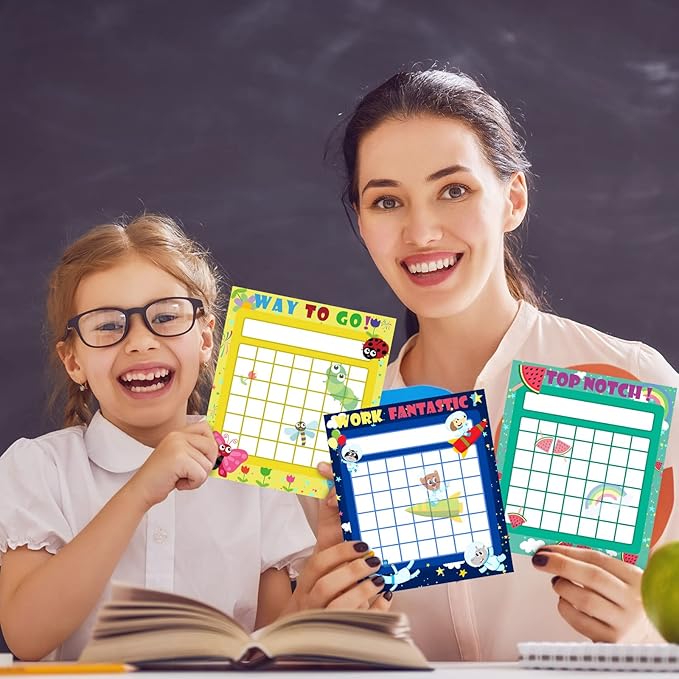 100 Pieces Sticker Charts for Kids Incentives Reward Chart for Kids Behavior in 10 Designs with 2800 Mini Star Stickers Dry Erase Chore for Classroom Teaching or Home Using