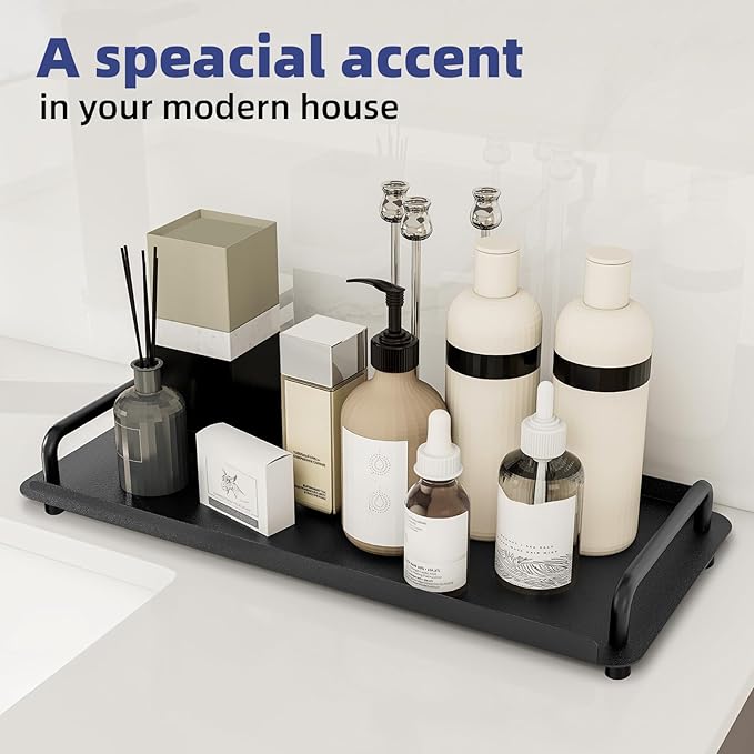 2 Pack Toilet Paper Storage, Toilet Tank Tray with Handle, Toilet Paper Basket for Bathroom, Toilet Tank, Kitchen (Black)