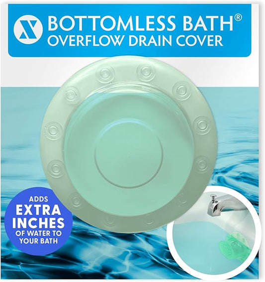 SlipX Solutions Bottomless Bath, Essential Overflow Drain Cover for Bathtub, Best Bath Accessories for Women, Adds Inches of Water to Your Tub for Deeper Soak, 4" Diameter, Light Green