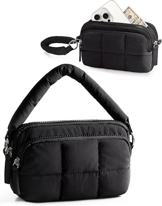 Wristlet Wallets for Women, Small Puffy Wristlet Purses with Zipper, Travel Credit Card Holder Phone Organizer Bag