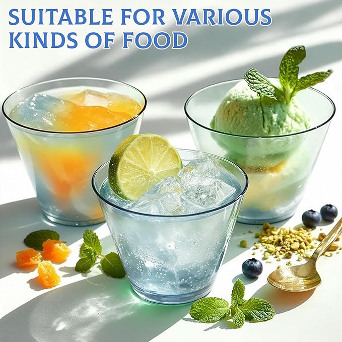 9 oz Clear Plastic Cups Blue Plastic Disposable Cups for Cocktail 50 Pack Fancy Cocktail Cup for Party Stemless Wine Glasses for Party Wedding Graduation Birthday