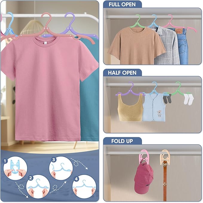 Travel Hangers Portable Foldable Travel Hanger Organizer, Plastic Cruise Ship Accessories Essentials Clothes Hanging Rack Folding Hangers for Traveling Camping Flying RV Suitcase (36, Vivid Black)