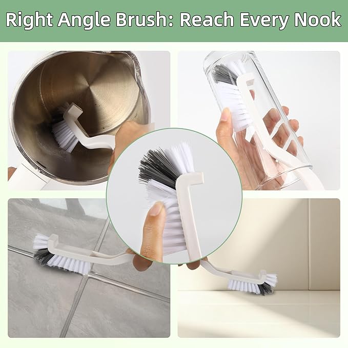 Crevice Cleaning Brush, Hard Bristle Cleaning Tool with Scraper, Grout Brush kit for Bathroom, Kitchen, Sink, Faucet, Window Grooves, Bottles, Blenders, 12Pcs