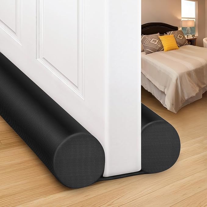 Door Draft Blocker 32 Inches Door Sweep for Interior Doors Wind Blocker Door Bottom Seal Weather Stripping Black Door Draft Stoppers for Bottom of Door 32 Inch Block Cold Air Noise Smoke Stopper