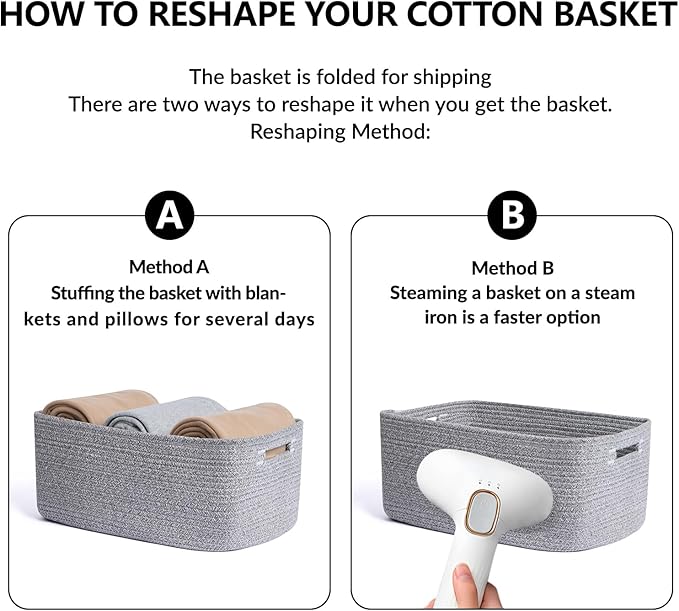 MiniArk Large Storage Baskets for Shelves, Closet Organizer Bins for Clothes, Blankets, Towels, Baby Nursery, Toy Baskets Box, Woven Rope Baskets, 17 x 13 x 7.5”, 3 Packs Mixed Grey