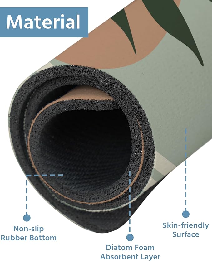 Patterned Sink Faucet Mat Kitchen Splash Guard Super Absorbent Drying Mat, Non-Slip Drain Pad for Kitchen Counter or Bathroom - 24x5.5in