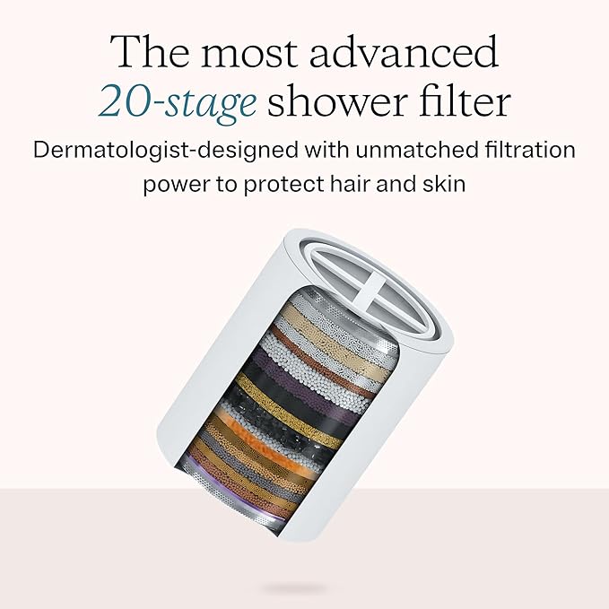 MDhair Replacement Shower Filter - 20-Stage Filtration for Chlorine, Heavy Metals & Hard Water, Restores Hair & Skin Health, Fits MDhair Filtered Showerhead, 3-Month Use, High Pressure (1 Pack)