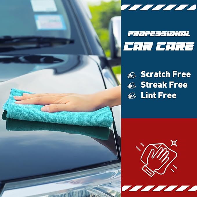 TEAWOO Microfiber Cleaning Cloths-50 Pack, Microfiber Towels Bulk, Towels for Cars & Home, Cleaning Rags 5 Colors Assorted (12x12 inches)