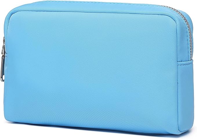 Waterproof Makeup Bag Large Capacity Women's Classic Black Wash Bag Adjustable Partition Wash Bag Brush and Cosmetic Carrying Bag… (Sky Blue)