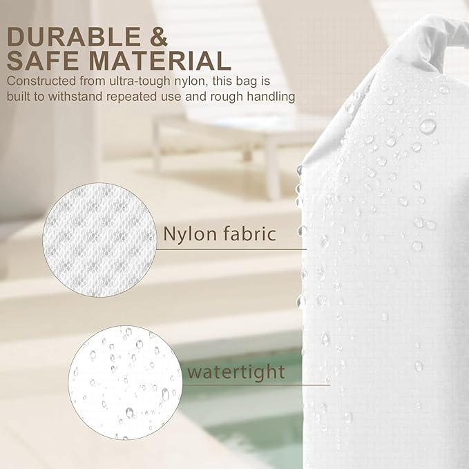 Travel Laundry Bag, Vacuum Compression Dirty Clothes Travel Bag Waterproof Wet Dry Bags Large Capacity Space Saver Bags Reusable Camp Clothes Organizer for Sports Dorm Laundromat (1 Pcs ) (White, M)