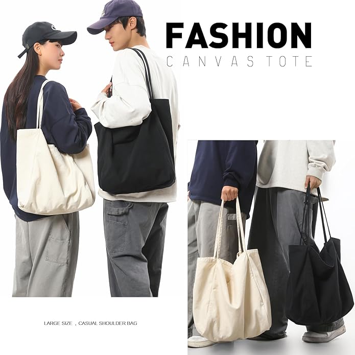 Canvas Tote Bag for Women Large Hobo Shoulder Bag for Work Travel Casual Message Bag Tote Purse handbags
