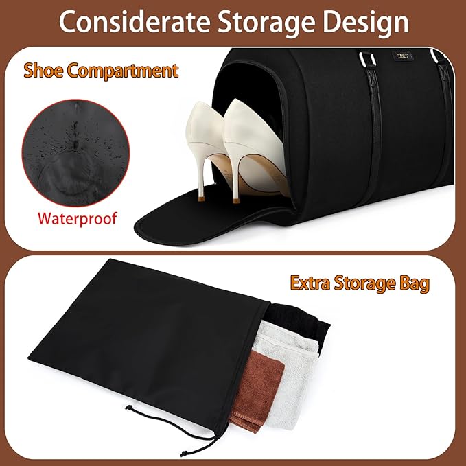 Convertible Garment Duffel Bag for Travel - Carry On Garment Bags With Toiletry Bag Large Weekender Bag for Men Women 2 in 1 Hanging Suitcase Suit Travel Duffel Overnight Bags 4pcs Set