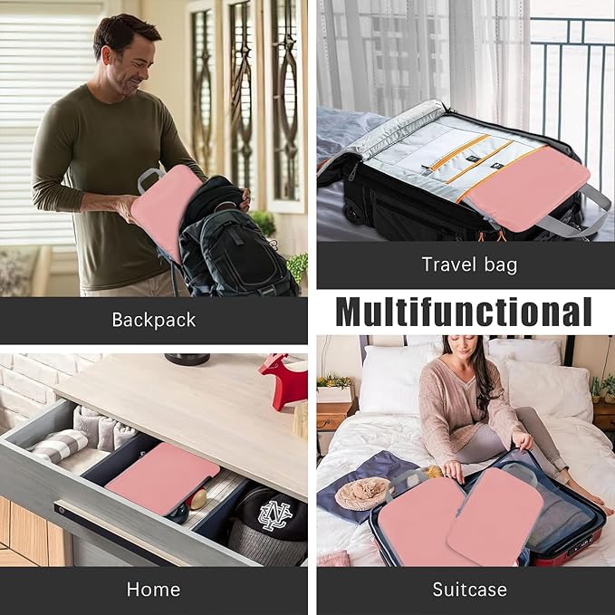 4 Set Compression Packing Cubes Travel - Travel Accessories Expandable Packing Organizers for Carry On - Essentials Luggage Bags - Pink