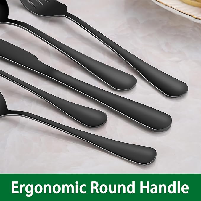 16-Piece 8 Inch Black Dinner Forks Set,Stainess Steel Table Forks,Durable Black Silverware Silverware Forks For Home,Restaurant