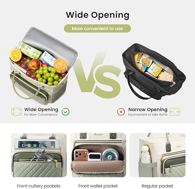 LOVEVOOK Insulated Lunch Bag Women,Wide Opening Adult Lunch Box Women with Cup Holder,X Large Leakproof Cooler Bag for Work Picnic Beach Family College Mom,Lunch Teacher Breast Pump Diaper Tote Bag