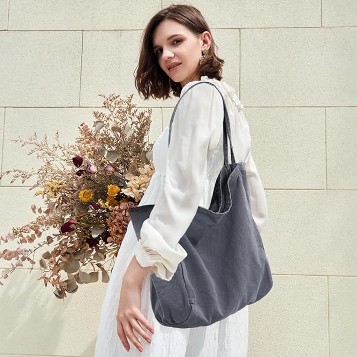 Canvas Tote Bag for Women Large Hobo Shoulder Bag for Work Travel Casual Message Bag Tote Purse handbags