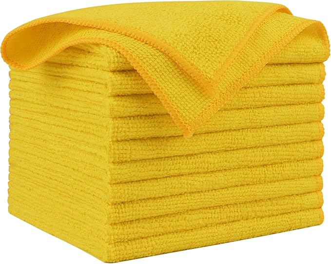 AIDEA Microfiber Cleaning Cloth, 10PK, Microfiber Towels for Cars, Premium All-Purpose Car Cloths, Dusting Cloth Cleaning Rags, Absorbent Towels for SUVs, House, Kitchen, Window, 12"×12", Yellow