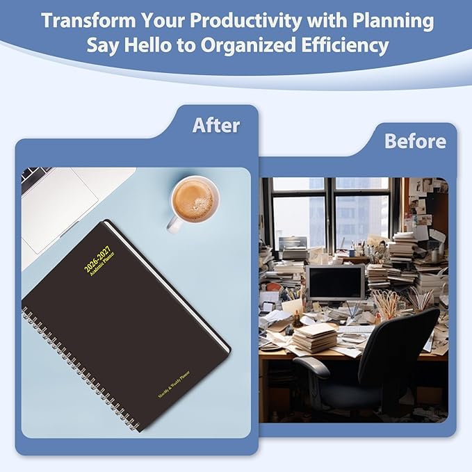 Planner 2026-2027, Weekly and Monthly Academic Planner, July 2026 - June 2027, Hardcover Calendar Agenda Book for School Year Planning, School Supplies for Teacher and Student, A5(6.3'' x 8.5'')