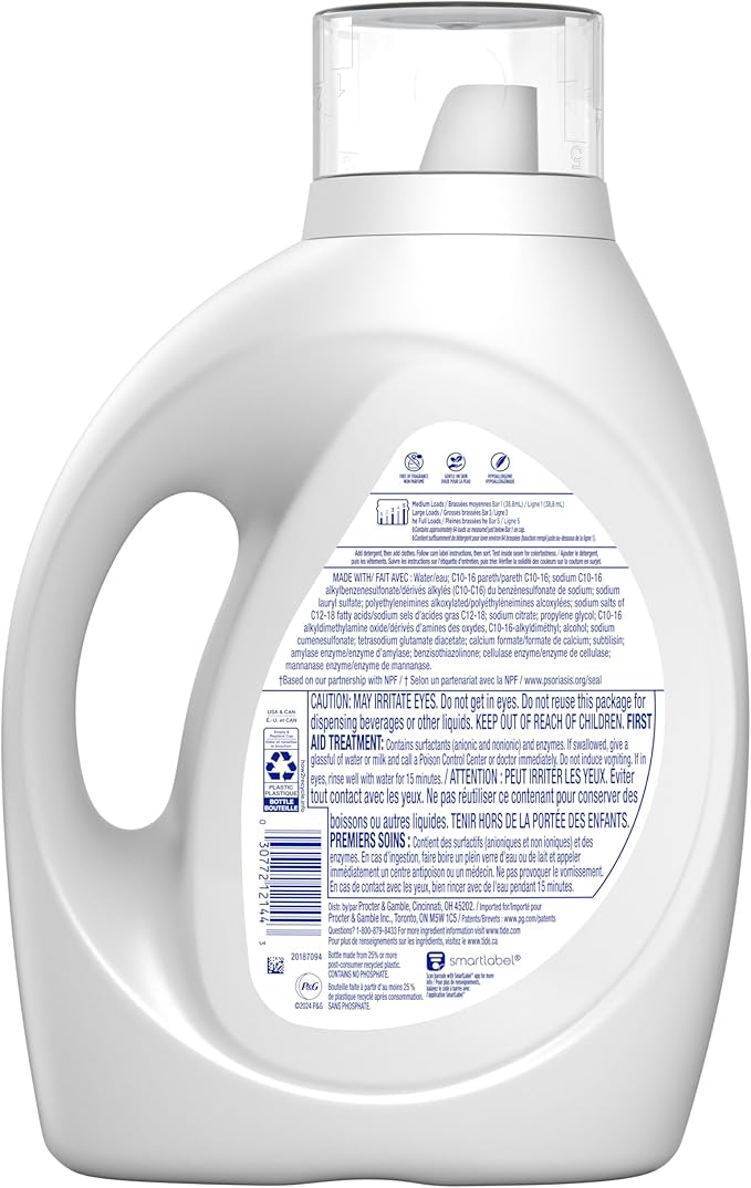 Free and Gentle Liquid Laundry Detergent 64 Loads 84 oz Bottle 4/Carton