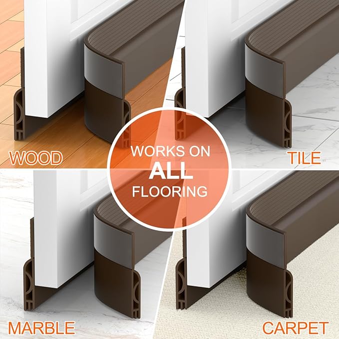 Door Draft Stopper for Bottom of Door, Adjustable Weather Stripping Door Seal for Cold Insulation, Under Door Sweep for Exterior & Interior Doors, Door Bottom Seal Blocker Noise (78inch,Brown)