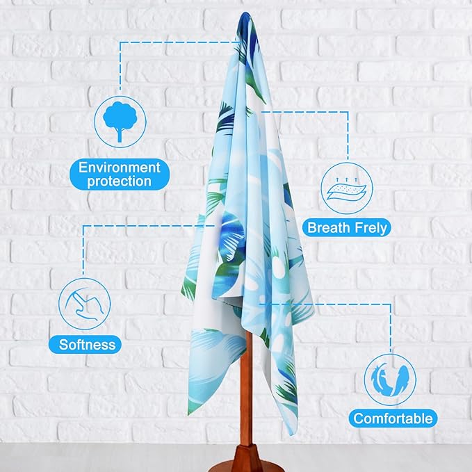 Genovega 2 Packs Lightweight Beach Towel, 60 x 30 in Clearance Pool Swim Bath Yoga Travel Soft Towels Blanket Bulk for Adult Women Men Camping Cruise Lounge Chair Cover Gift Palm Flamingo