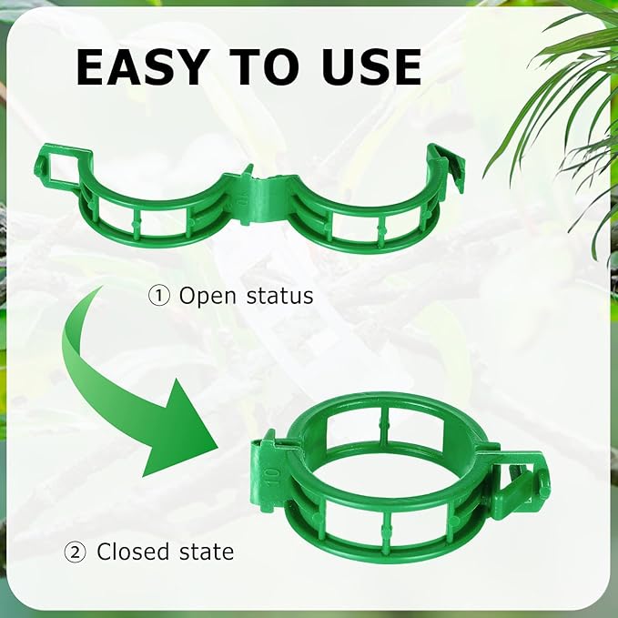 HFXXAD 400PCS Plant Support Clips, Tomato Clips, Plastic Garden Clips, Vine Clips for Tomato Cucumber Flower Squash Vine, 1.2” Inner Diameter, Prevent Tomatoes from Pinching or Falling Off（Green）