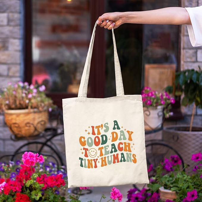 Kimoli Teacher Appreciation Gifts School Canvas Tote Bags Aesthetic Travel Beach Bag Summer Reusable Grocery Shopping Bag