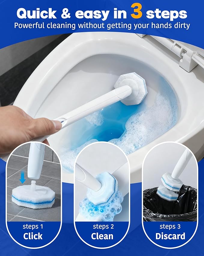 100 Pack Toilet Wand Refills Compatible with Clorox, Instant Foam Cleaning, Secure Lock No Slipping, Odor Neutralizing, Easy Snap-On Design
