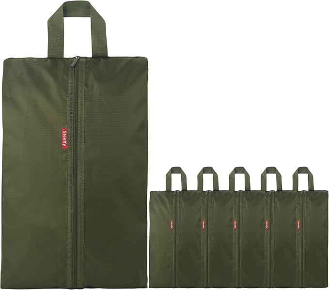 6pcs Portable Shoe Organizer, Travel Pouches with Zipper, Golf Shoe Bags, Clothes Bags, Soccer Cleats Bag, Shoe Pouch for Gym, Waterproof, Odor-Resistant (Dark Green)