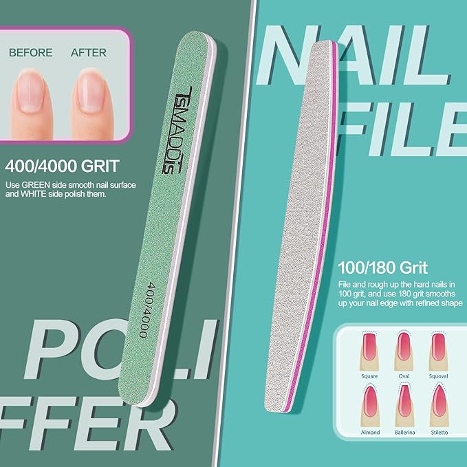TsMADDTs Nail Buffers and Files Set with Buffer Blocks, Cuticle Trimmer, Pusher and Cuticle Oil, Nail Care Kit for Women