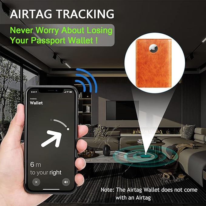 Airtag Passport Holder Cover Wallet Travel Essentials RFID Blocking Leather Card Case International Must Haves Travel Accessories for Women Men(119#Claybank)