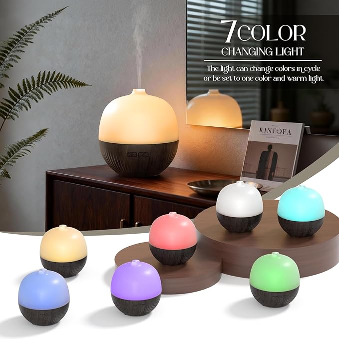 ARVIDSSON Essential Oil Diffuser, 100ml Aromatherapy Diffuser with Mood Light, Ultrasonic Oil Diffusers for Home, Small Diffuser for Essential Oils, Gift for Women - Dark Wood