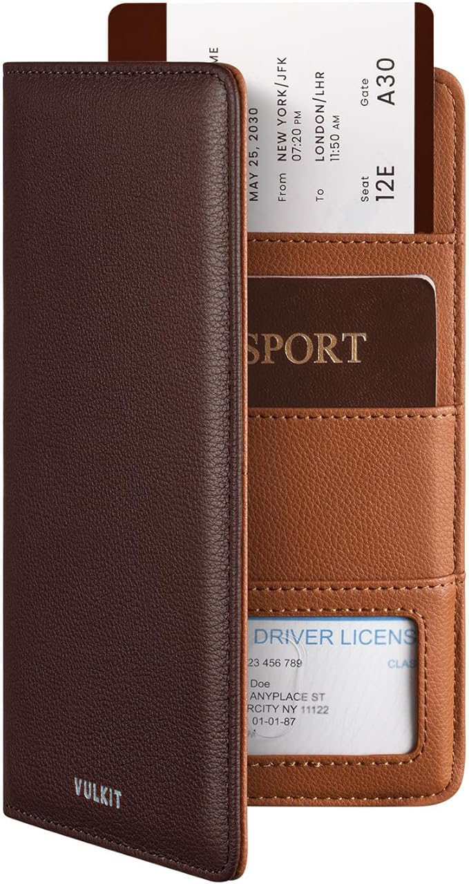 VULKIT Passport Holder Wallet RFID Blocking Travel Wallet for Men & Women