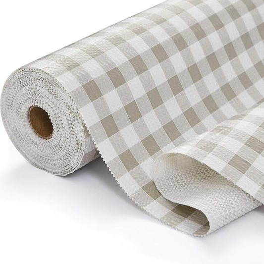 Drawer Shelf Liner, Non-Slip Kitchen Cabinet Liners Non-Adhesive Thick Strong Grip Waterproof Mats Protect Dresser Shelves Cupboard Bathroom Cabinets, Green Plaid, 17.5 in X 20 FT