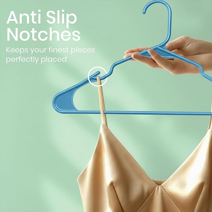 Utopia Home Clothes Hangers 30 Pack - Plastic Hangers Space Saving - Durable Coat Hanger with Shoulder Grooves (Blue)