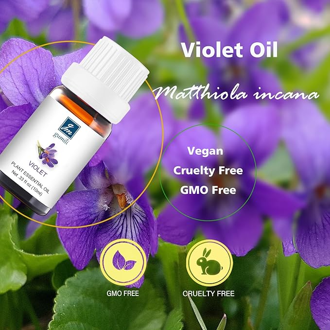 Violet Essential Oil - Pure Natural Fragrance for Aromatherapy, Perfume Making, Candles, Soap, Room Spray, Diffuser Blends - Organic, 10mL Undiluted