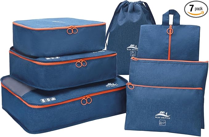 7 Set Packing Cubes for Suitcases Travel Luggage Packing Organizers,Travel Essentials Luggage Organizer Accessories Toiletry Bag Shoe Bag Laundry bag