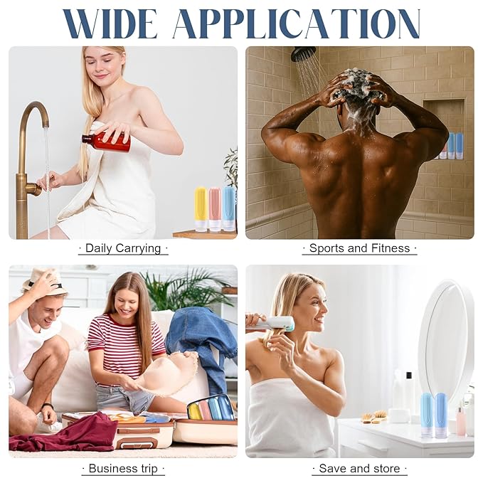 Travel Bottles for Toiletries, 3oz TSA Approved Travel Size Toiletries, Silicone Leak-Proof Refillable Containers, Squeezable Liquid Essentials Bottles W/Clear Bag (COLORFUL)