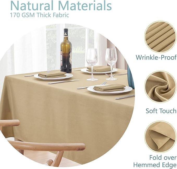 Faux Linen Rectangle Tablecloth Waterproof 60x144 inch Table Cloth Stain and Wrinkle Resistant Washable, Decorative Fabric Table Cover for Dining, Kitchen, Wedding and Parties, Coffee