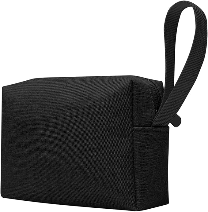 Waterproof Cosmetic Bag for Women | Soft Travel Makeup & Toiletry Organizer, Large Portable Storage for Makeup Products, Tissues, Electronics, USB Cables| Nylon, Durable & Stylish (Small-Black)