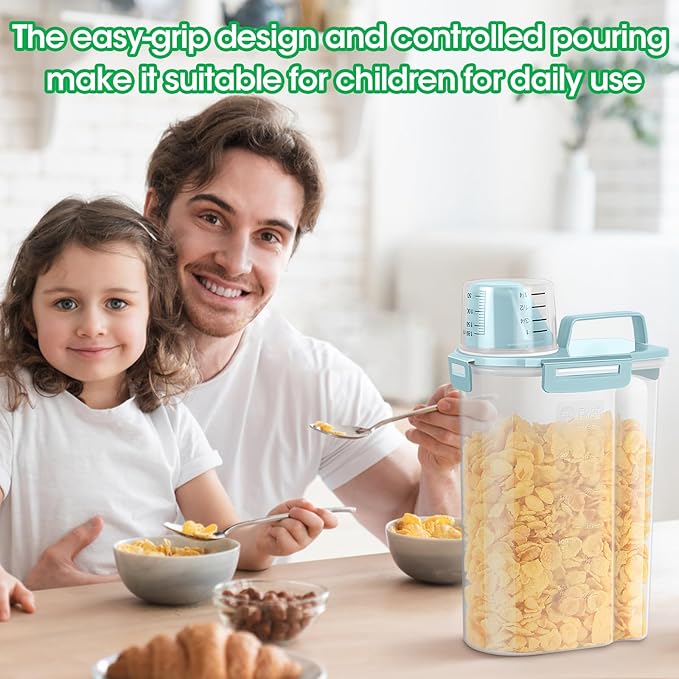 TBMax Rice Storage Container 3-5 Lbs Flour Container Cereal Dispenser with Measuring Cup, Airtight Dry Food Container Bin for Kitchen Pantry Storage Organization