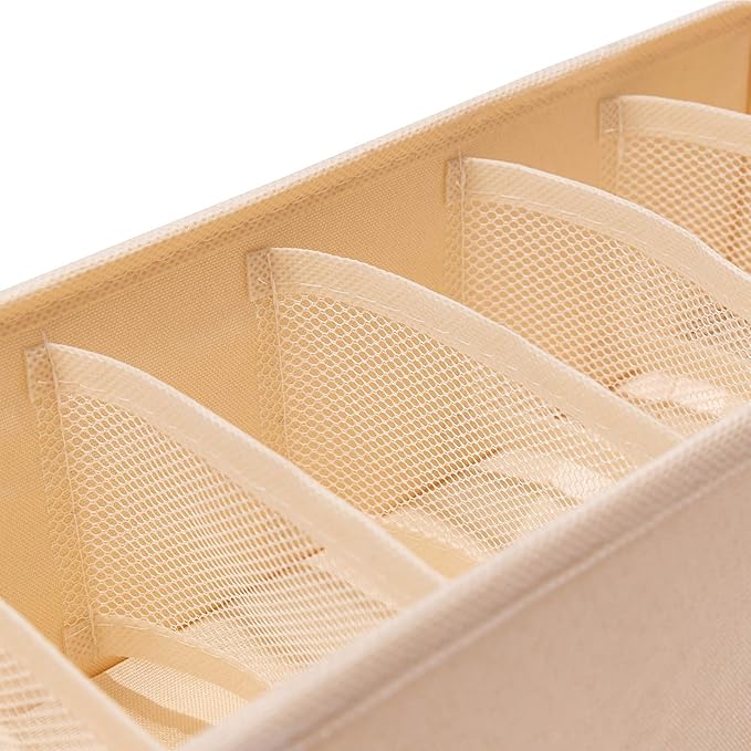 Qozary 3 Pack Sock Underwear Drawer Organizer Dividers, Collapsible Cabinet Closet Storage Boxes for Clothes, Socks, Lingerie, Underwear, Tie, Belt, Baby, Bedroom