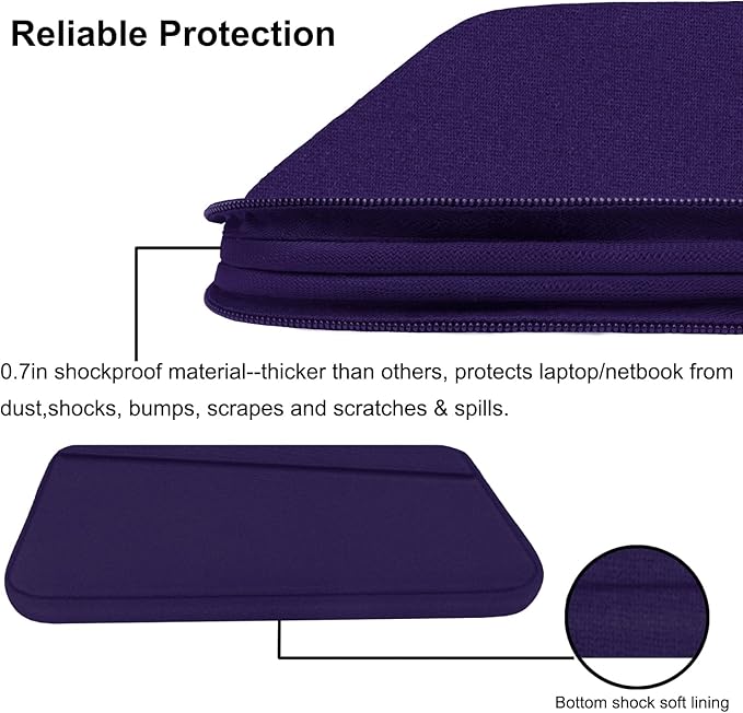 15.6 inch Laptop Sleeve, Durable Carrying Bag Protective Case Briefcase Handbag with Front Pocket, Slim Computer Cover for 15-16 Inch HP, Dell, Lenovo, Asus, Notebook, Purple
