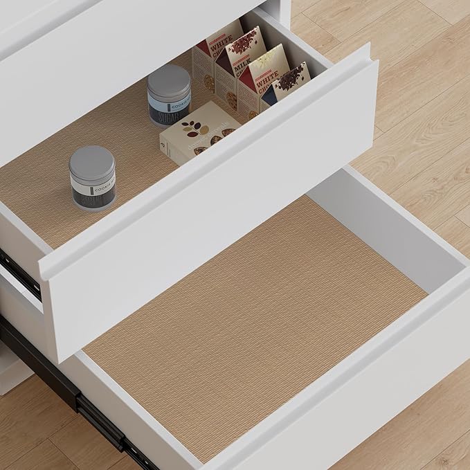 Drawer Liner, Shelf Liners for Kitchen Cabinet Waterproof & Oil-Proof Cupboard Liner Non-Slip Drawer Mat PVC Material Non Adhesive Kitchen Liner for Countertop Beige 23.6 x 78.7 Inches