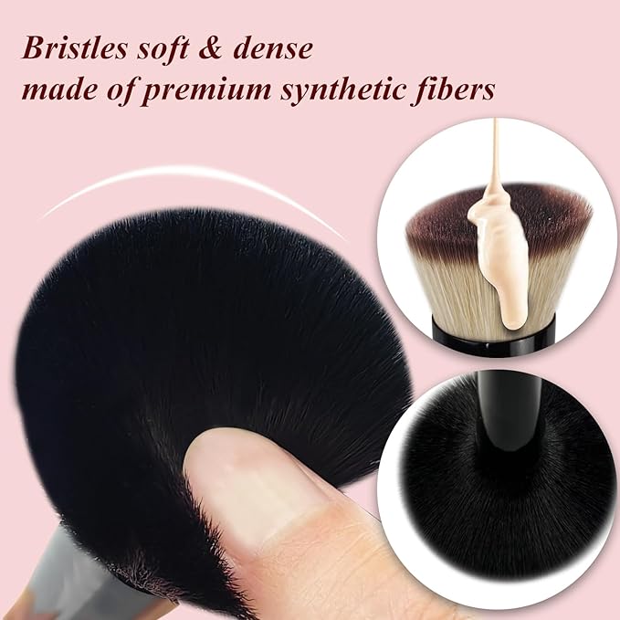2 Pcs 4 in 1 Makeup Brush Set - Travel Size Powder/Blush, Foundation, Blending, Eye & Lip Brushes