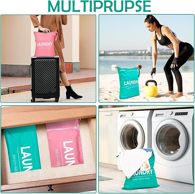 2 Pcs Large Travel Laundry Bag Waterproof Wet Dry Bag Washable Dirty Clothes Bag for Gym Clothes Laundry Wet Clothes Swimming Yoga