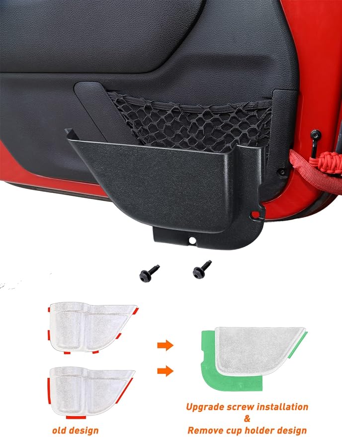 Savadicar DP5 Front Door Storage Pockets Without Cup Holder, Side Insert Box Organizer for 2011-2018 Jeep Wrangler JK JKU 2/4 Door, Interior Expansion Accessories, Black, 2 PCS